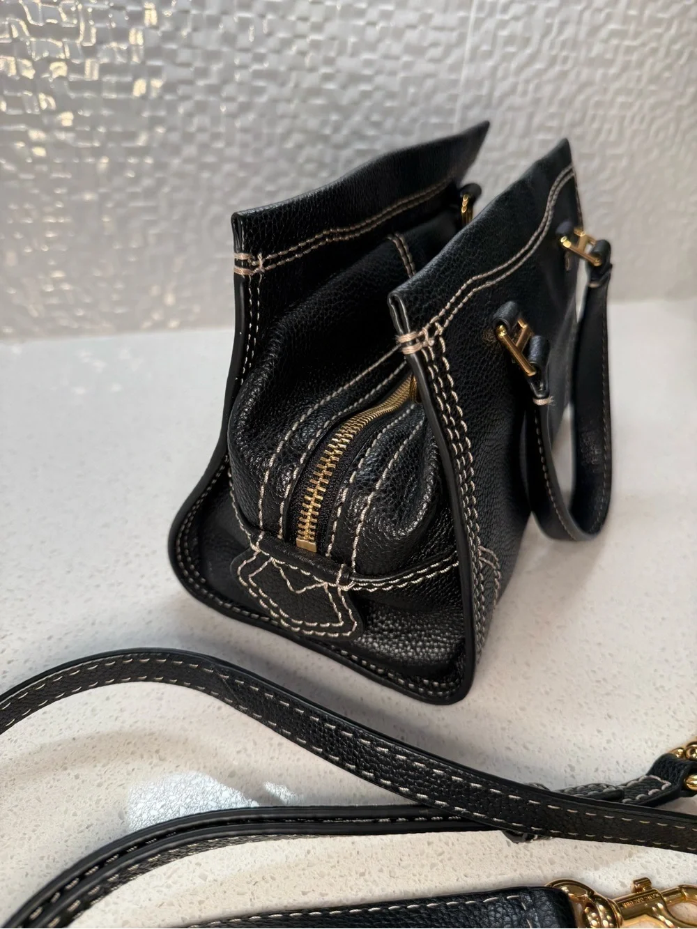 Marc Jacobs Small Black Pebbled Leather Gold Hardware Handbag